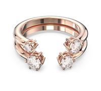Constella ring, Set (2), Round cut, White, Rose gold-tone plated