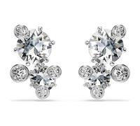 Constella stud earrings, Round cut, White, Rhodium plated