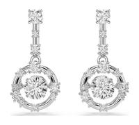 Constella White Rhodium Plated Crystal Dancing Stone Drop Earrings