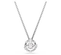 Constella White Rhodium Plated Crystal Dancing Stone Pendant Necklace