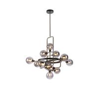 Constellation 12 Light Ceiling Pendant - Graphite, Satin Nickel with Smoke Glass