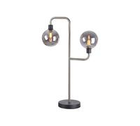 Constellation 2 Light Table Lamp - Graphite, Satin Nickel with Smoke Glass