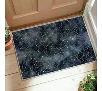 Constellation Area Rug, Astronomical Modern Stars Night Sky Winter Navy Blue Non-Slip Backing Doormat Rectangle Print Accents Rug Entryway Bathroom Laundry Room Decor 2' X 3'