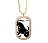 Constellation Capricorn Zodiac Sign Necklace Pendant Diamond Crystal Golden Jewelry
