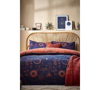 furn. Constellation Double Duvet Cover Set, Cotton, Polyester, Bronze/Navy, CONSTEL/D02/BNV