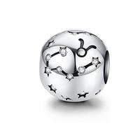 Constellation Charm 925 Sterling Silver Taurus Birthday Anniversary Faith Birthstone Letter DIY Family Christmas Charm for Pandora Charm Bracelet (Taurus(4.20-5.20))