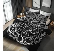 Constellation Duvet Cover King Size Bedding Sets, Boho Zodiac Astrology Pattern, Reversible Design Bedroom Decor Bed Quilt Cover with 2 Pillowcases, Microfiber, Zip - SMK28821