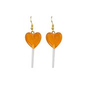 Constellation Earrings Trendy Statement Creative Cute Heart Lollipop Earring Candy Dangle Earrings With Gold Hook Clip on Drop Earrings (Orange, One Size)