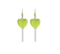 Constellation Earrings Trendy Statement Creative Cute Heart Lollipop Earring Candy Dangle Earrings With Gold Hook Clip on Drop Earrings (Green, One Size)