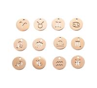 Constellation Necklace Charm, Flat Round Pendant Set, 12mm Jewelry Beads with Hollow Design, Handmade Craft Accessory, Pendant Collection with Celestial Style, Necklace Supply for Jewelry Making