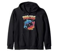 Constellation Pisces Zodiac Sign Twin Fish Graffiti Zip Hoodie