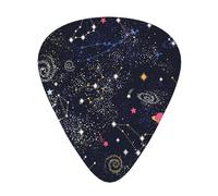 Constellation Star Clusters Galaxies 12-Pack Guitar Picks Set â€“ Unique Single-Sided Printed Picks With Abs Material For Acoustic, Electric Guitars & Ukuleles