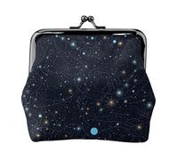 Constellation Star Clusters Galaxies Coin Purse for Women Men, Small PU Leather Change Purse, Fashion Coin Wallet Clutch with Kiss Lock, Vintage Coin Pouch for Daily Life, Cars, Travel, Party