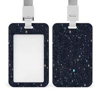 Constellation Star Clusters Galaxies ID Badge Holder Vertical Hanging ID Card Holder Clear Plastic Name Tag Holders Badge Sleeve Name Badge Holders Waterproof Name Card Holder for Nurse Officer