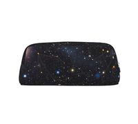 Constellation Star Clusters Galaxies Pencil Case Large Capacity Pencil Pouch Aesthetic Pen Bag Leather Makeup Bag for Women Men Travel Toiletry Bags Zipper Cosmetic Bag Wide-open Coin Pouch Purse
