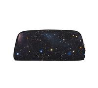 Constellation Star Clusters Galaxies Pencil Case Large Capacity Pencil Pouch Aesthetic Pen Bag Leather Makeup Bag for Women Men Travel Toiletry Bags Zipper Cosmetic Bag Wide-open Coin Pouch Purse