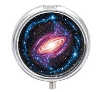 Constellation Star Clusters Galaxies Pill Box Case 3 Compartment Travel Medicine Pill Organizer 3x A Day Portable Vitamin Organizer with Mirror Small Pillbox for Purse & Pocket Cute Daily Medicine Con
