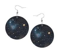 Constellation Star Clusters Galaxies Print Leather Earrings for Women â€“ Lightweight Dangle, Colorful Hoop Jewelry, Perfect for Girls Accessories