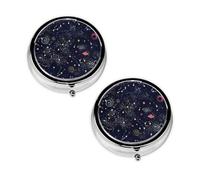 Constellation Star Clusters Galaxies Print Pill Box 3 Compartment Medicine Pill Case,Portable for Pocket Or Purse Pill Organizer Decorative Metal Medicine Vitamin Organizer Unique Gift