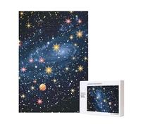 Constellation Star Clusters Galaxies Printed Jigsaw Puzzle with Storage Box, Wooden Puzzle for Adults and Kids, 300 Pieces Family Fun Decorative Game