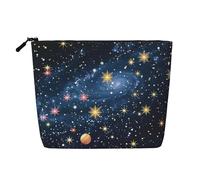 Constellation Star Clusters Galaxies Printed Travel Makeup Bag Imitation Linen Cosmetic Bags Waterproof Cosmetic Case Organizer for Women