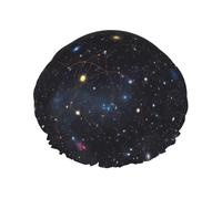 Constellation Star Clusters Galaxies Shower Cap for Women Men Large Waterproof Shower Bonnet Elastic Band Bathing Hair Hat Spa Salon Caps Double Layered Reusable Bath Caps for Long Hair, Braids