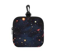 Constellation Star Clusters Galaxies Square Zipper Pouch with All-Over Print,Waterproof Rubber-Fabric, Lightweight Durable Small Organizer Bag for Coins, Cards, Keys