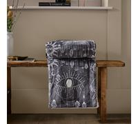 furn. Constellation Throw - Celestial Galaxy Stars & Moon Sherpa Fleece Blanket (Charcoal/Cream - 130x180cm)