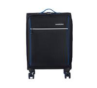 Constellation Triolite Soft Shell Cabin Suitcase Black/Blue | 8 spinner wheels, telescopic handle, top and side handles, internal pocket and packing straps, polyester outer and lining