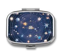 Constellations Cosmic Galaxies Travel Pill Organizer - Daily Pill Box to Hold Vitamins, Portable Cod & Liver Oil Pill Case with 2 Compartments