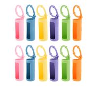ConStore 12pcs Silicone Roller Bottle Holder Sleeve Essential Oil Bottle Protect Case Anti Slip Carrying Case Travel Protective Cover with Hanging Rope for Perfume