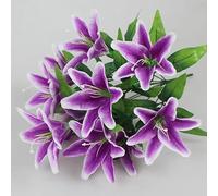 Constprog 10 - Head Artificial Lily Silk Flower Bunch: Exquisite Home, Wedding, Party, and Garden Decor (Purple)