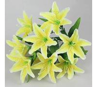 Constprog 10 - Head Artificial Lily Silk Flower Bunch: Exquisite Home, Wedding, Party, and Garden Decor (Yellow)