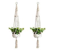 Constprog 2PCS MACRAME JUTE PLANT HANGER FLOWER POT HOLDER WALL ART GARDEN HANGING ROPE
