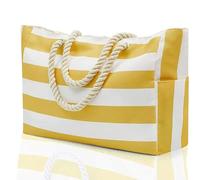 Constprog Beach Waterproof Bags for Women Tote Bag Extra Large with Zip for Travel Swim (Yellow)