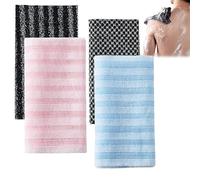 Constprog Dual-Textured Exfoliating Shower Towel,Long Dual Grit Shower Scrubber Towel for Men and Women, 4PC (B)