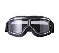 Constprog Retro Motorcycle Windproof Goggles Vintage Motorbike Glasses Bike Sports Eyewear (Black Frame + Transparent Lens)