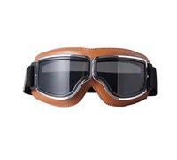 Constprog Retro Motorcycle Windproof Goggles Vintage Motorbike Glasses Bike Sports Eyewear (Brown Frame + Black Lens)