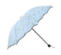 Constprog Women's Folding Floral Sun Umbrella Portable UV Protection Ladies Sun Parasol Windproof Strong Compact Umbrella Summer UPF 50+ Lightweight Travel Garden Sun Rain Umbrellas (Blue)