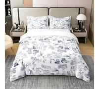 Construction 100% Cotton Duvet Cover Set Double Size Kids Equipment Trucks Comforter Cover Cartoon Car Excavator Tractor Duvet Cover Construction Vehicles Blue Bedspread Cover Room Decor Quilt Cover