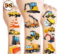 Construction Car Temporary Tattoos for Kids - Colorful Designs, 96 PCS - Perfect for Themed Birthday Party Supplies Decorations Favors Decor - Truck Fun Stickers Tattoo Gifts for Boys Girls Rewards
