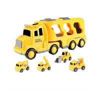 Construction Carrier Truck Toy Set - Ideal 1st Birthday Gift for Toddlers 2-4 Years Old Boys and Girls - Detachable Transport Trailer - 5-in-1 Toy Trucks for Kids