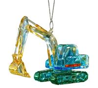 Construction Christmas Ornament Set 6 Pc Crystal Acrylic Truck Decorations For Christmas Tree Heavy Duty Construction Vehicle Acrylic Hanging Ornament For Truck Bedroom Wall Art (A, 10x10x0.3cm)