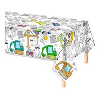 Construction Coloring Table Cloth, 108x54 Inch Giant Coloring Tablecloth Dump Truck Car Construction Table Cover Placemat Construction Coloring Poster for Kids Home Classroom Activities Party Supplies