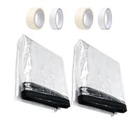 Construction Dust Barrier - Temporary Heavy Duty Cover Guard Protector | 220x120cm PP Door Curtain 2 Pack With 4 Tapes For Painting Drywall Renovation Home Room Apartment Basement Cleanup Project
