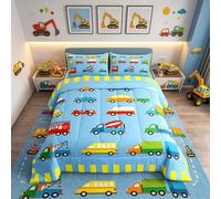 Construction Duvet Set for Kids Boys Girls Tractor Truck Car Bedding Set Cartoon Car Quilted Down Comforter Single Size