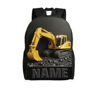 Construction Excavators Prints Casual 2D Flat Backpack with Custom Names Personalized Excavators-Themed Prints Backpack for Architecture Women or Men Custom Excavators-Themed Daypack with Names