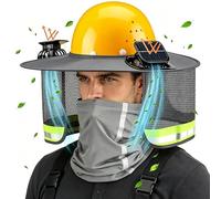 Construction Helmet Sun Visor,Sunshade Cover with Solar Fan Summer Cooling - Safety Helmet Valve Sunshade Neck Shield | for Surveying, Landscape Equipment, Rooftop Works, Hiking, Cycling, Camping