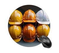 Construction Helmets Round Mouse Pad Smooth Glide Gaming Mousepad Extra Density Portable Comfortable Mouse Mat for Desk, Home, Office 7.8x7.8 Inches