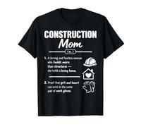 Construction Mom Definition Worker Strong Working Mother Value Graphic T-Shirt, Men, Black, S